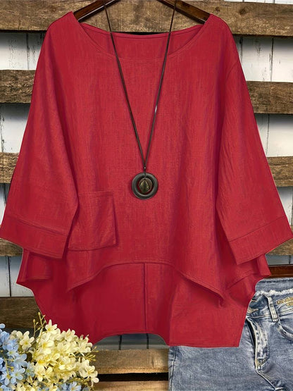 Blusa cómoda cuello redondo mujer