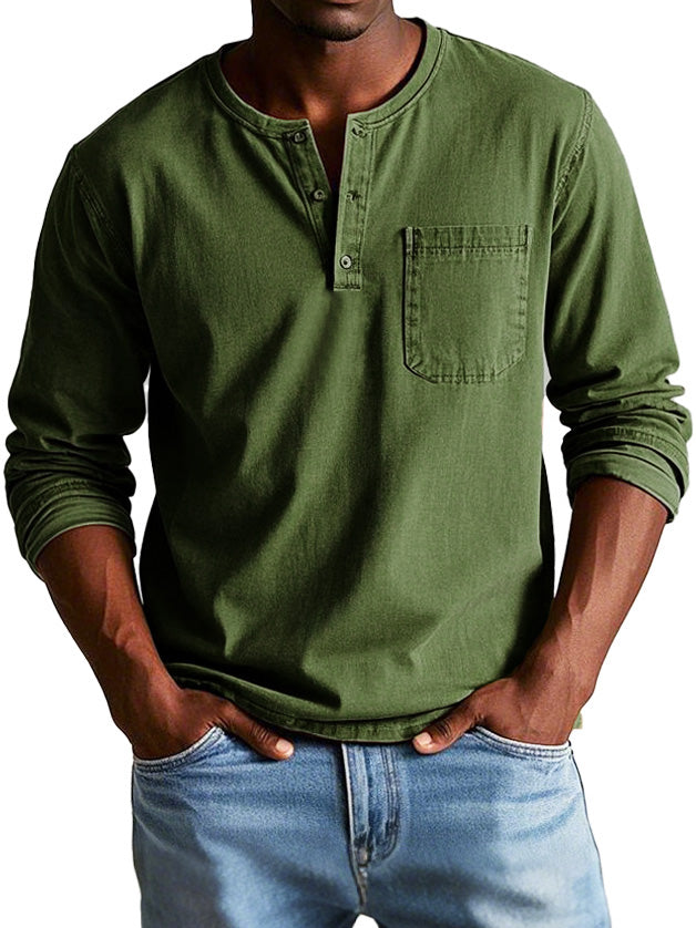 Camiseta Hombre Manga Larga Bolsillo Pecho