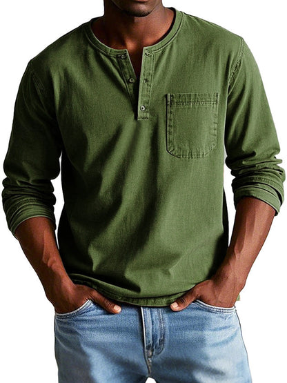 Camiseta Hombre Manga Larga Bolsillo Pecho