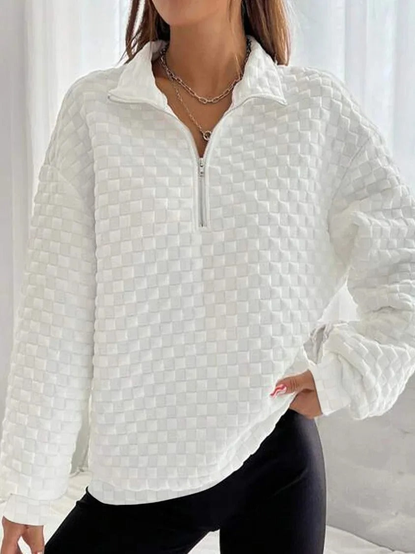 Suéter Fino Cuello en V Cremallera Elegante - Vestiria