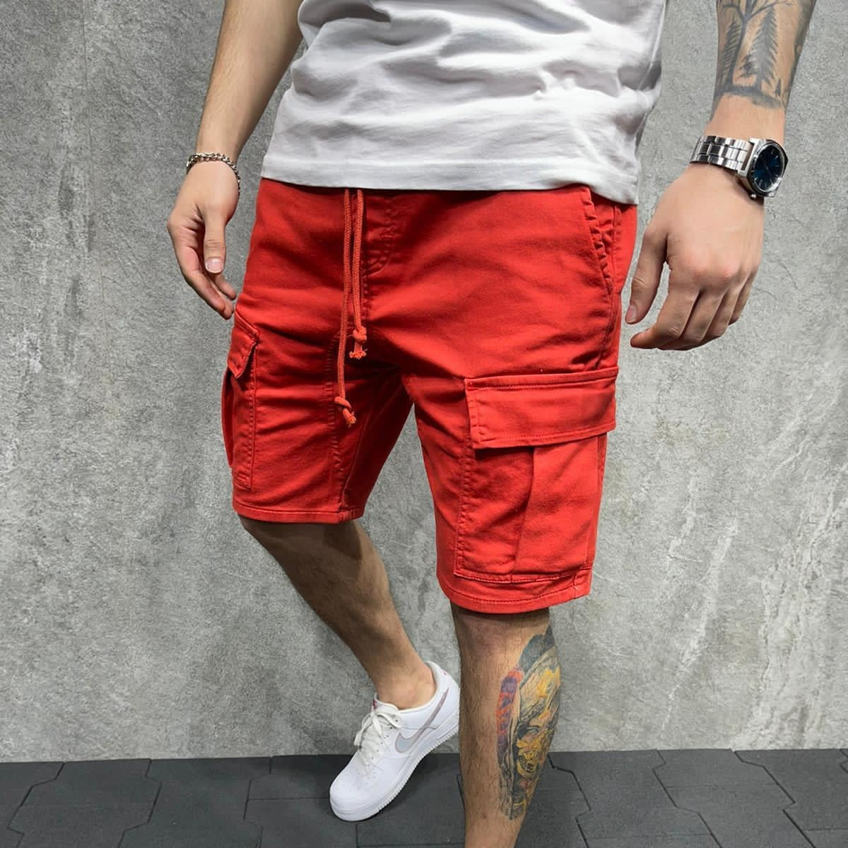 Pantalones cortos cargo de algodón hombre - Vestiria