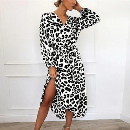 Vestido Estampado Leopardo Cuello V