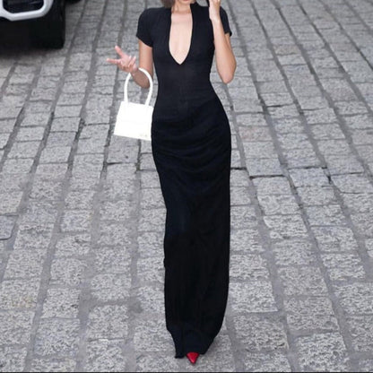 Vestido Mujer Escote en V Estilo Fiesta