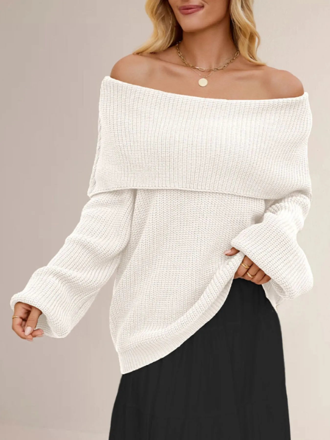 Sudadera Elegante Manga Larga Cuello Alto