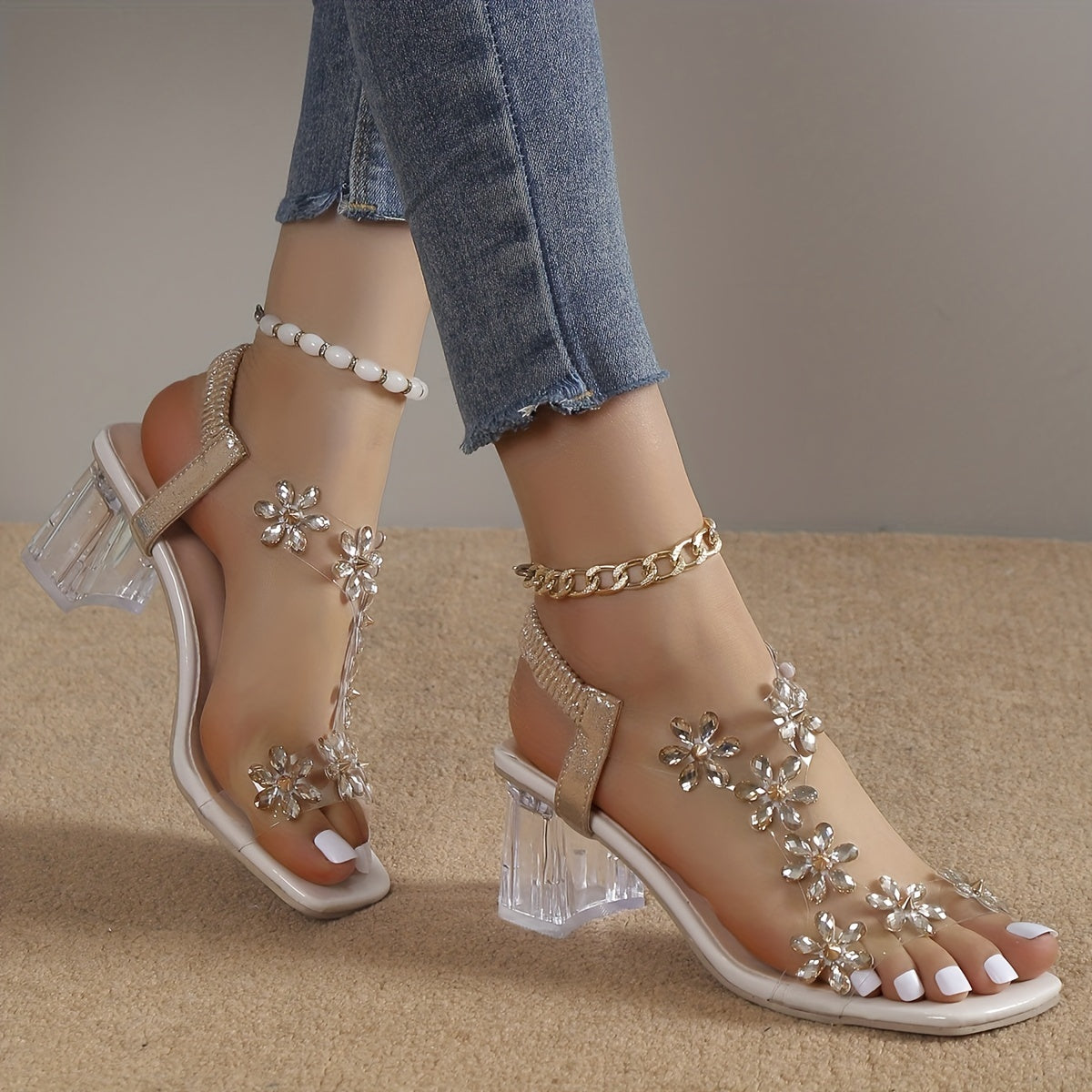 Sandalias Tacón Brillante Fiesta - Vestiria