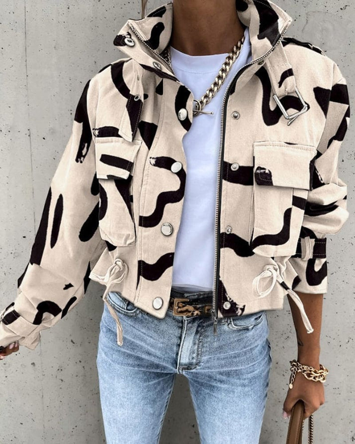 Abrigo Mujer Estampado Moderno Botones - Vestiria