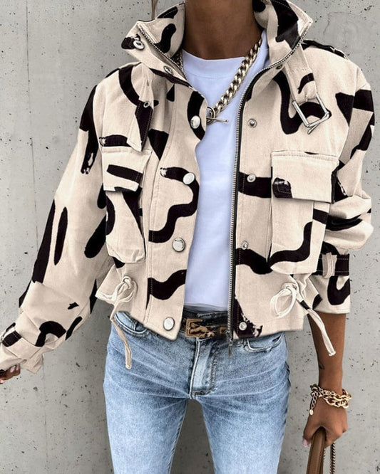 Abrigo Mujer Estampado Moderno Botones - Vestiria