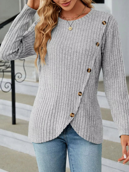 Sudadera Cuello Alto Chic Botones Decorativos