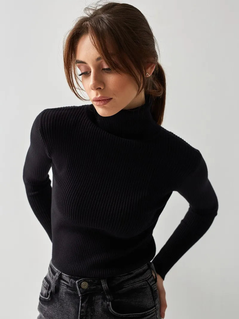 Sudadera cuello alto suave mujer