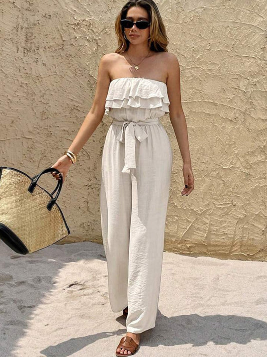 Vestido Largo Mujer Escote V con Volantes Elegante - Vestiria