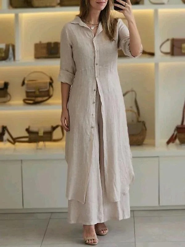 Vestido Lino Ligero y Pantalones Comfort - Vestiria