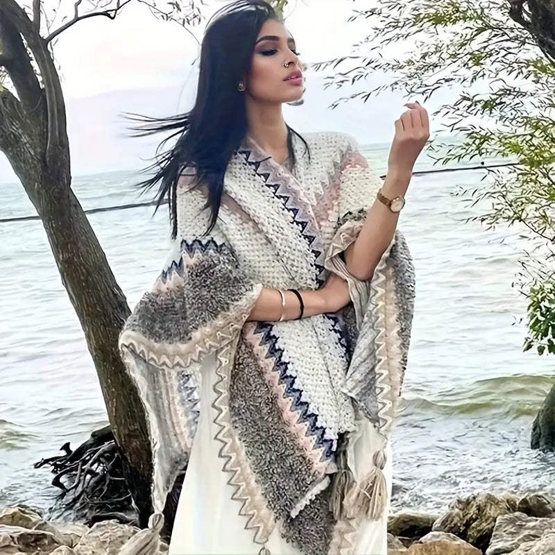 Poncho Punto Mujer con Estilo Bufanda