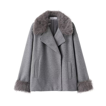 Chaquetón de Lana Cuello Alto Mujer Estilo Invierno