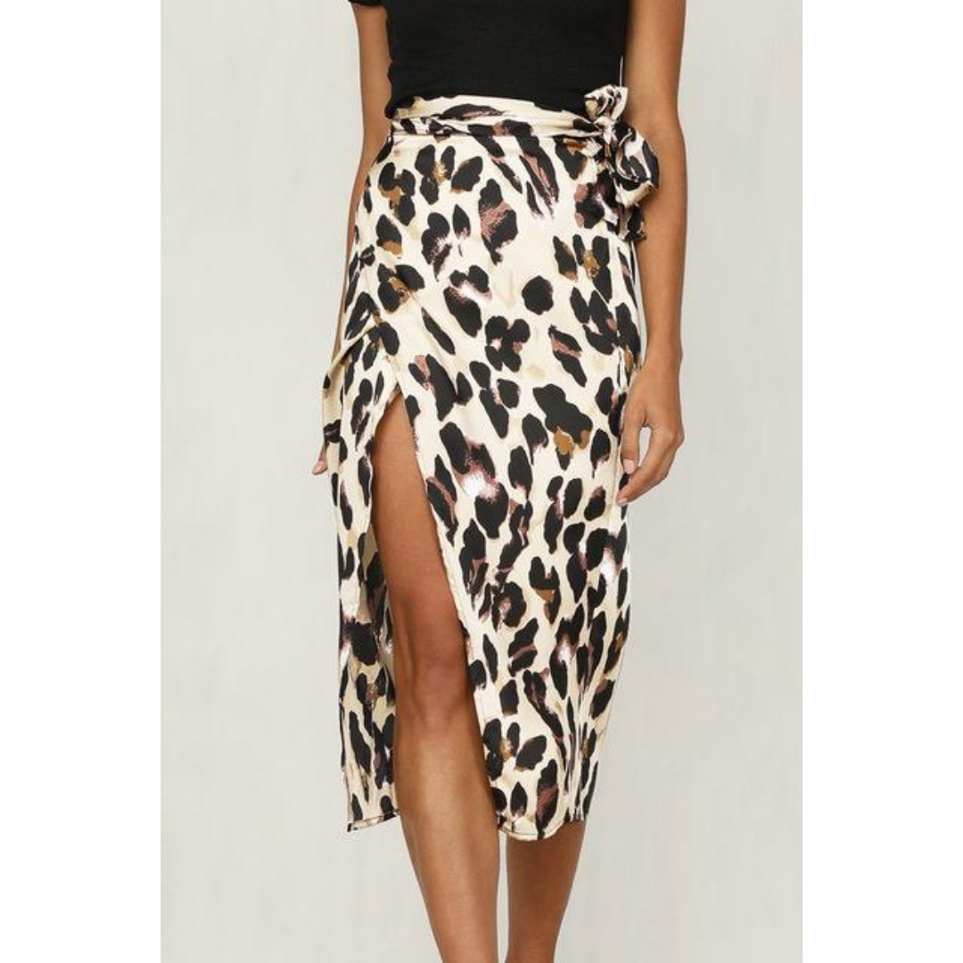 Falda Midi Leopardo Fresh Estilo Verano Mujer - Vestiria
