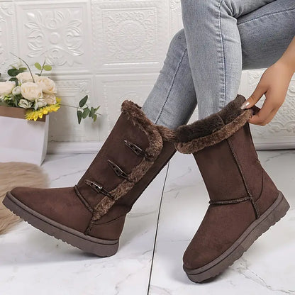Botas Mujer Cuero Hebilla Decorativa