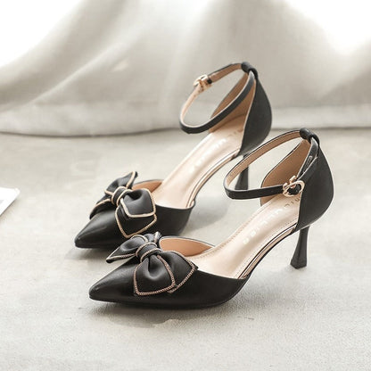 Zapatos de tacón alto con lazo elegantes para mujer