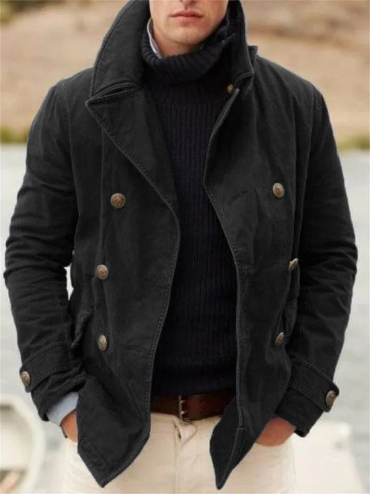 Abrigo Invierno Hombre Clásico Cuello Redondo