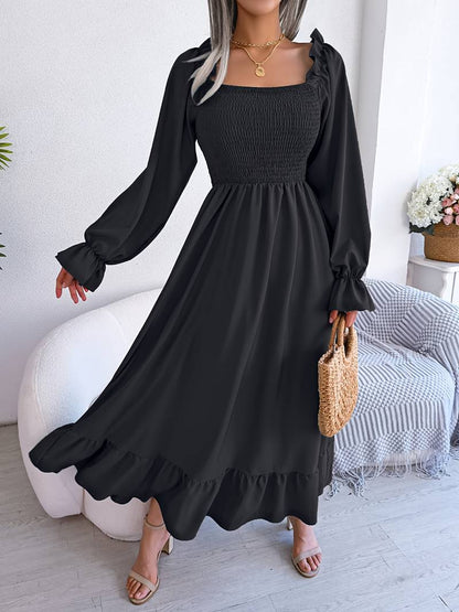 Vestido Elegante con Volantes Florales