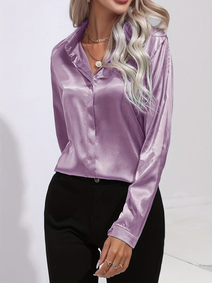 Blusa Satén Mujer Elegante Botones Diseño