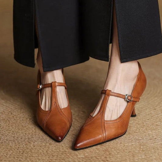 Zapatos de Tacón Mujer Elegantes con Tira Cruzada - Vestiria