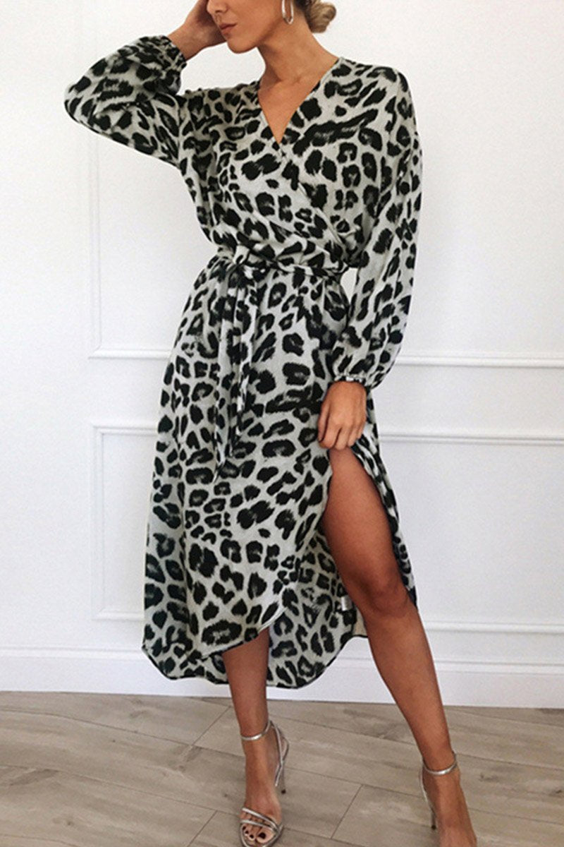 Vestido Estampado Cuello Cruzado Mujer