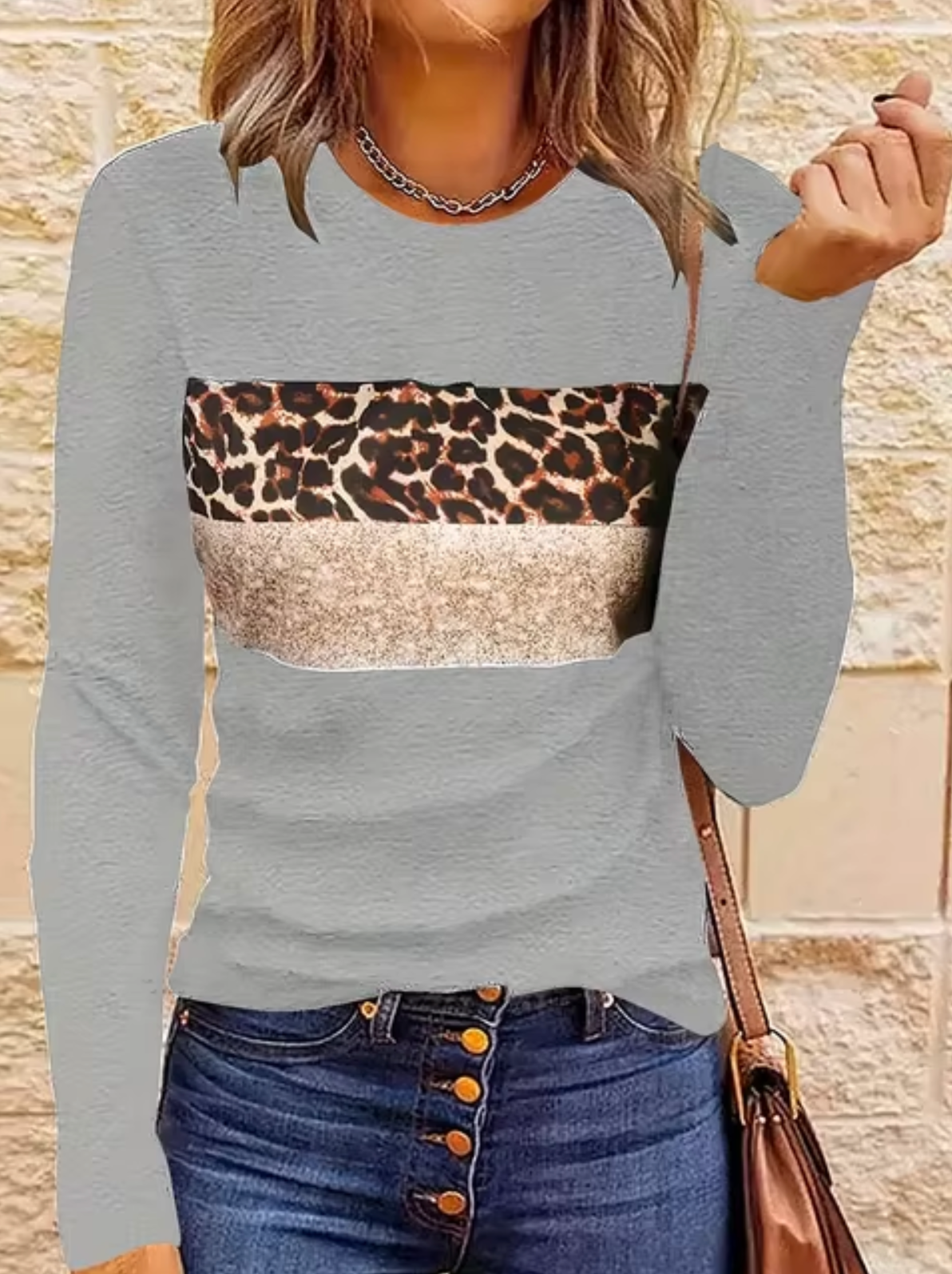 Camiseta Leopardo Mujer Manga Larga