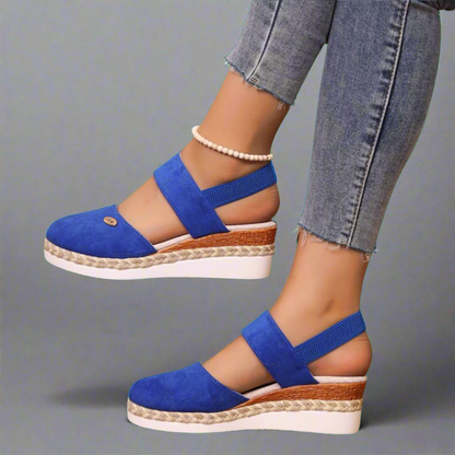 Sandalias de tacón con tiras anchas mujer