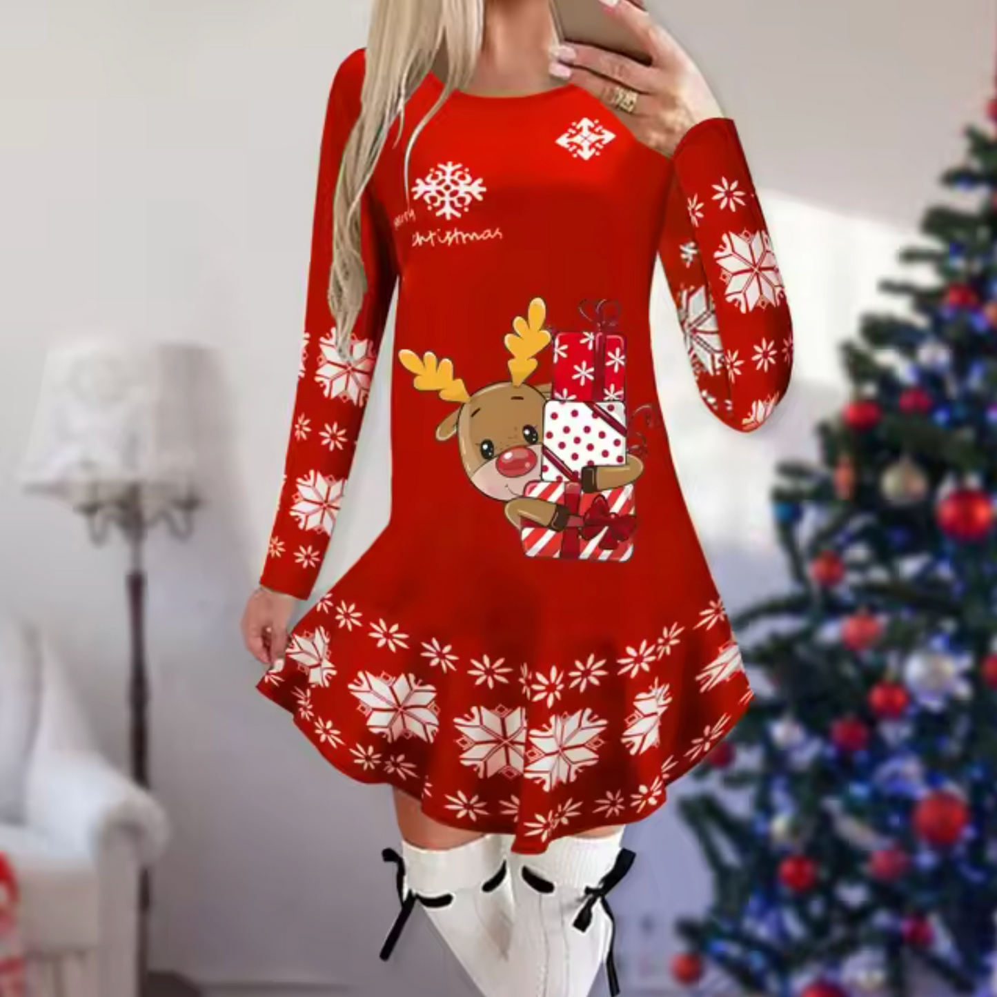 Vestido Navidad Festivo Mujer