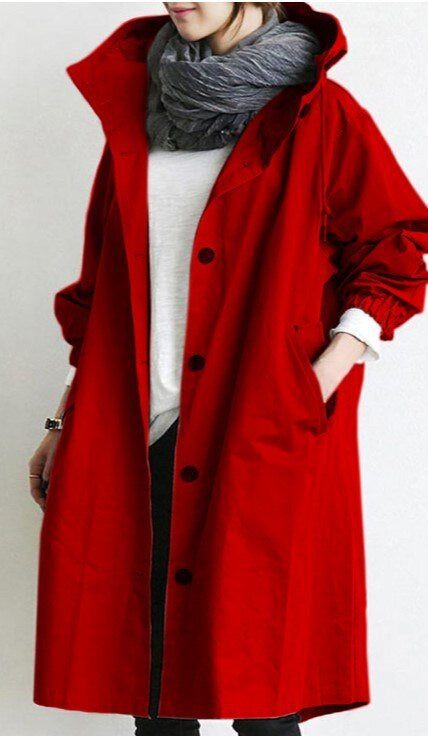 Chaquetón Mujer Impermeable con Capucha y Cuello Alto