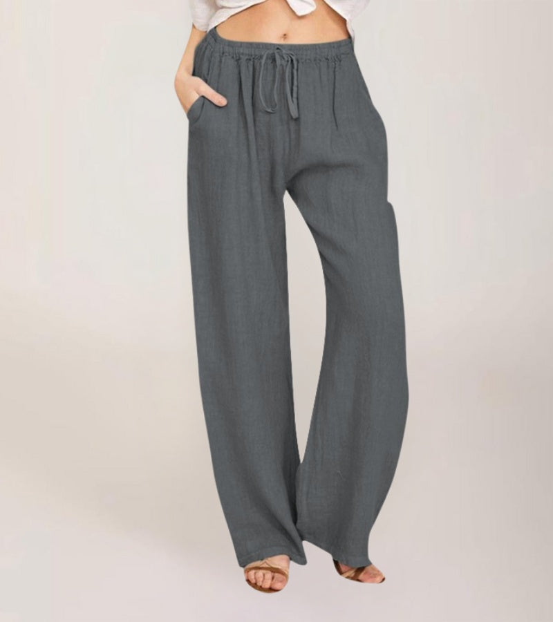 Pantalones Mujer Cintura Alta y Rectos Ligeros
