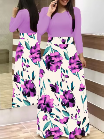 Vestido Floral Mujer Manga Larga Elegante