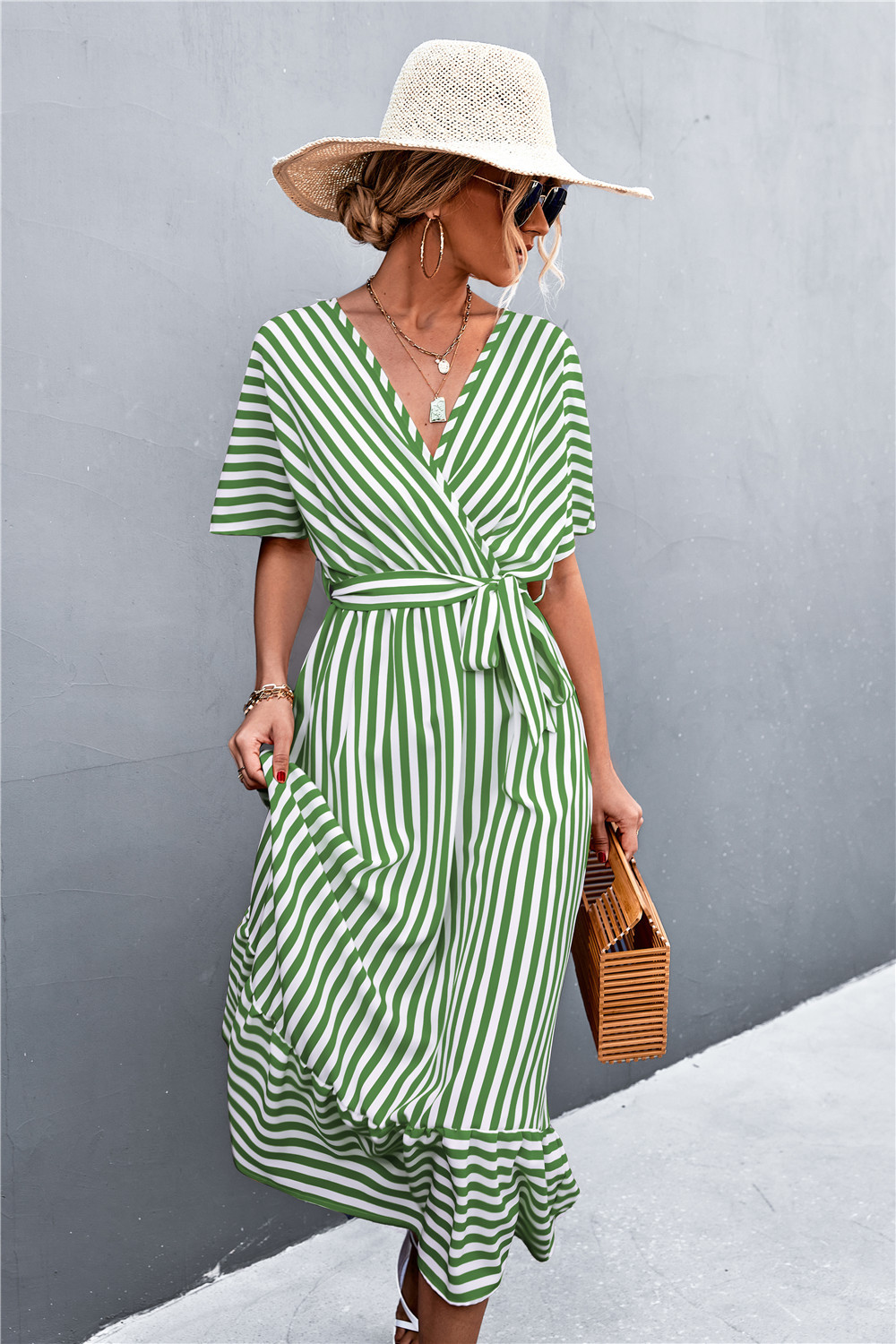 Vestido Largo Estampado Rayas