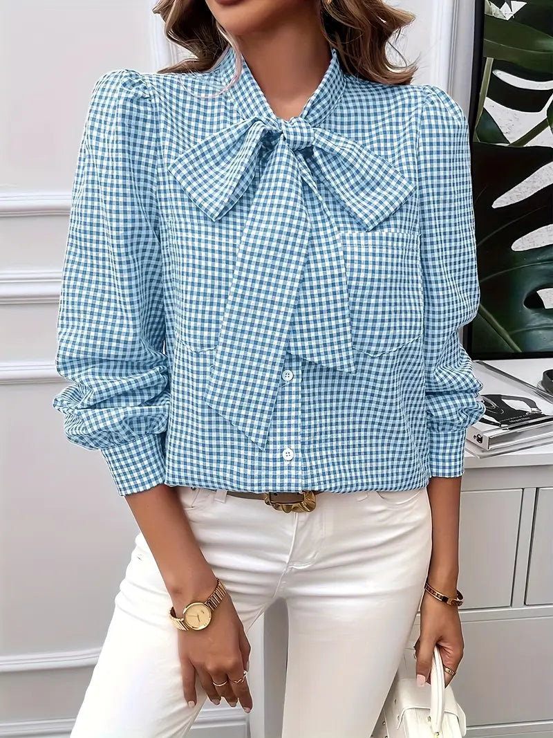 Blusa Ligera de Algodón con Pajarita Elegante