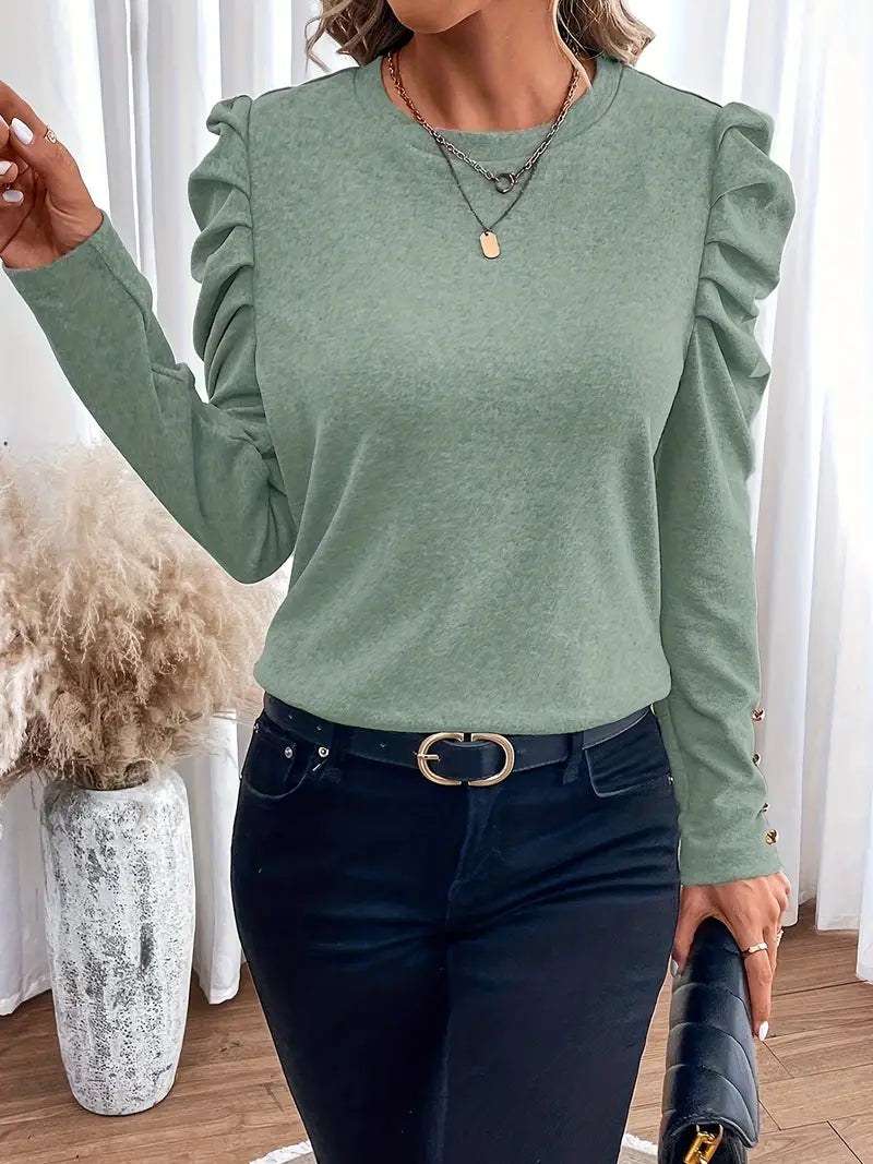 Blusa Mujer con Mangas Rizadas Elegante - Vestiria