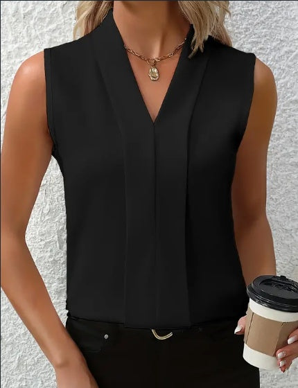 Blusa Mujer Escote V Elegante Sin Mangas - Vestiria