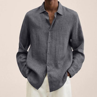 Camisas Lino Hombre Manga Larga Elegantes