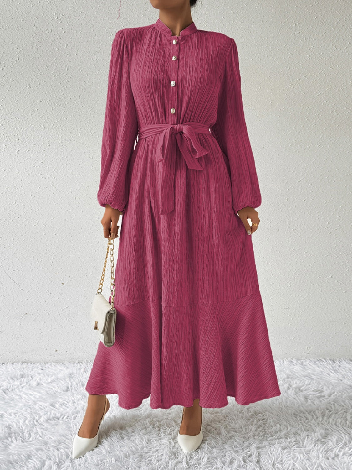 Vestido Elegante Largo con Cinturón - Vestiria