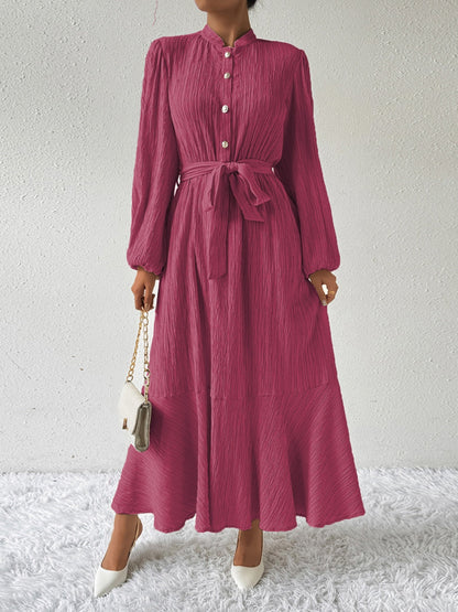 Vestido Elegante Largo con Cinturón - Vestiria