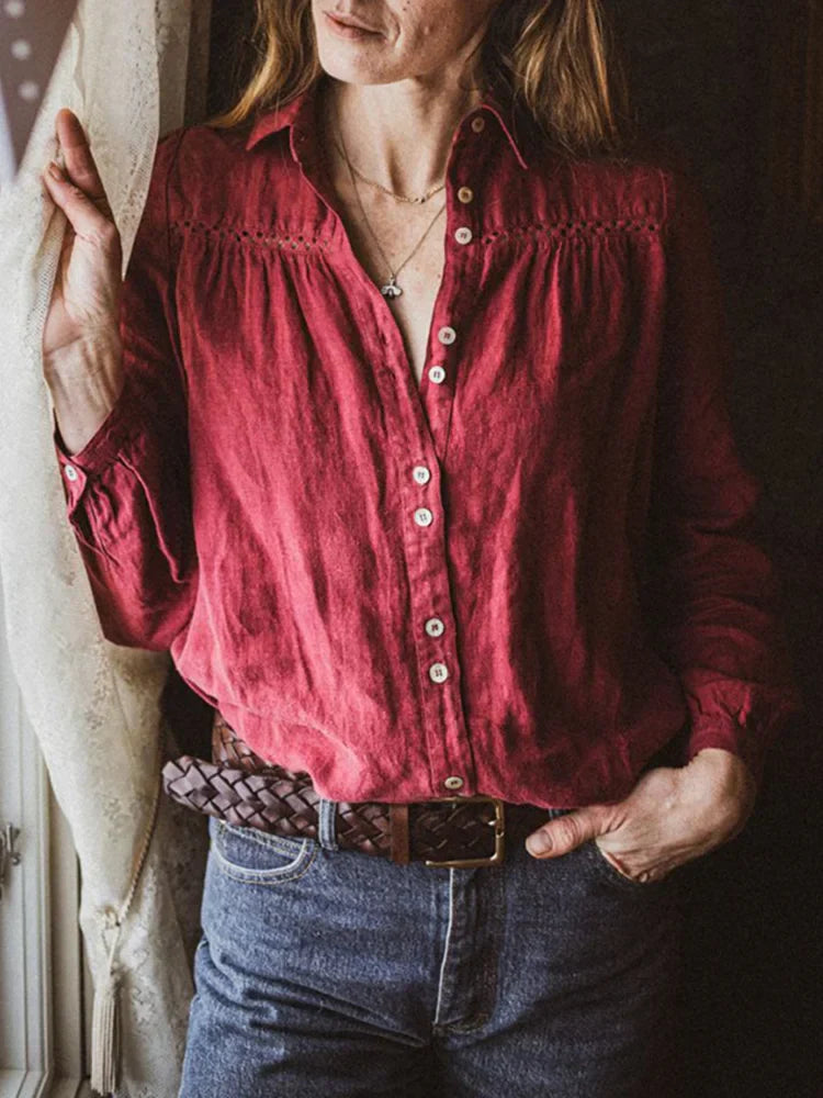 Blusa Mujer Manga Larga Estilo Retro - Vestiria
