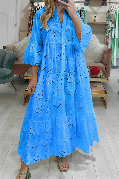 Vestido Boho Maxi Estampado Floral Elegante