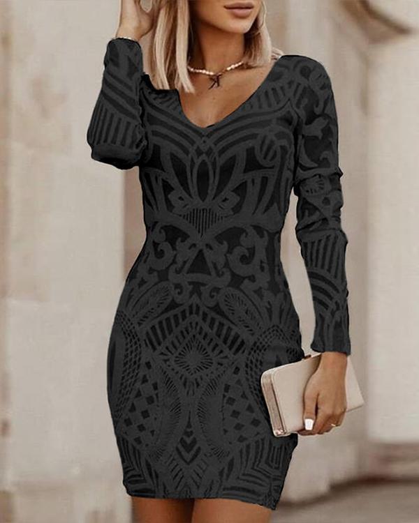 Vestido Cuerpo Ceñido con Escote en V - Vestiria