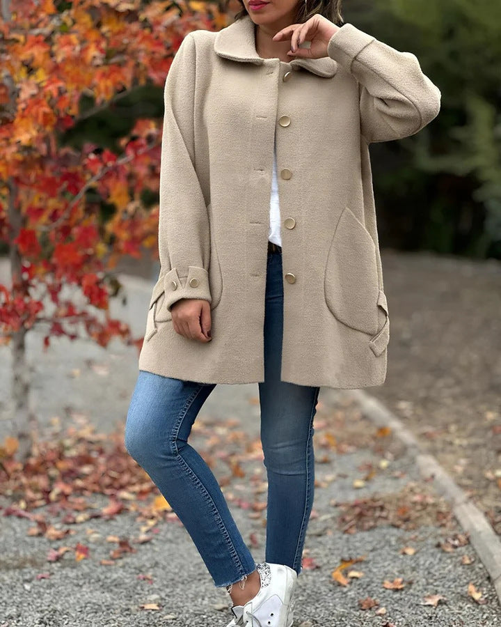 Chaquetón Mujer Lana Cuello Polo Elegante - Vestiria