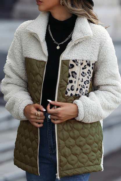 Chaqueta Sherpa Leopardo Cuello Alto Abrible