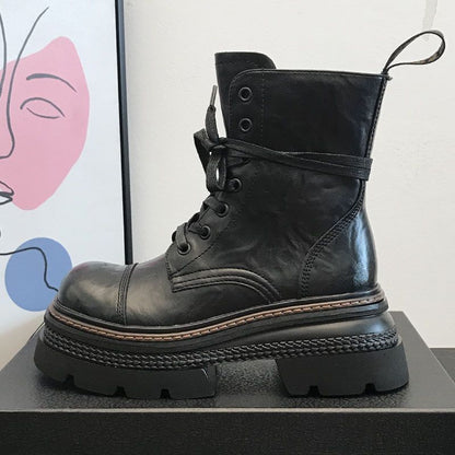 Botas Mujer Cortas Suela Gruesa Cierre Lateral
