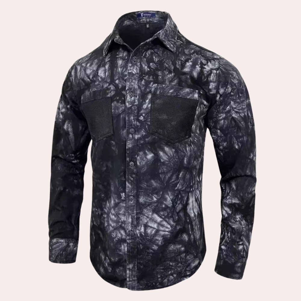 Camisa Hombre Estampado Moderno Manga Larga - Vestiria