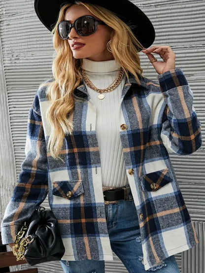 Chaqueta Cuadros Mujer Estilo Invernal