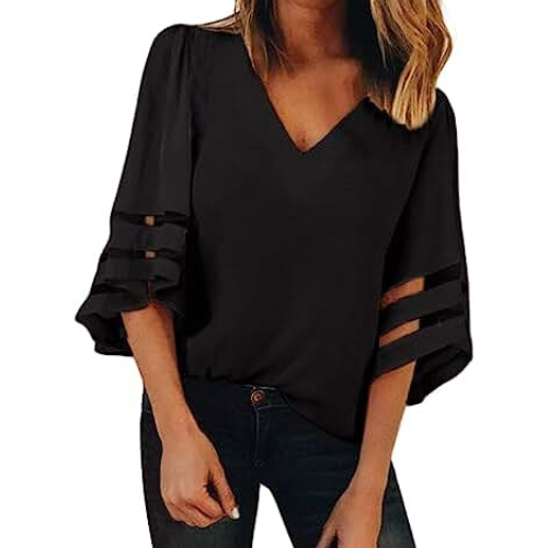 Top Mujer Escote en V Mangas Largas - Vestiria