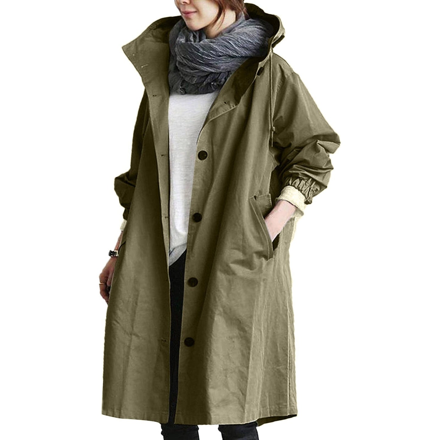 Gabardina Mujer Impermeable Invierno Abrigo Largo