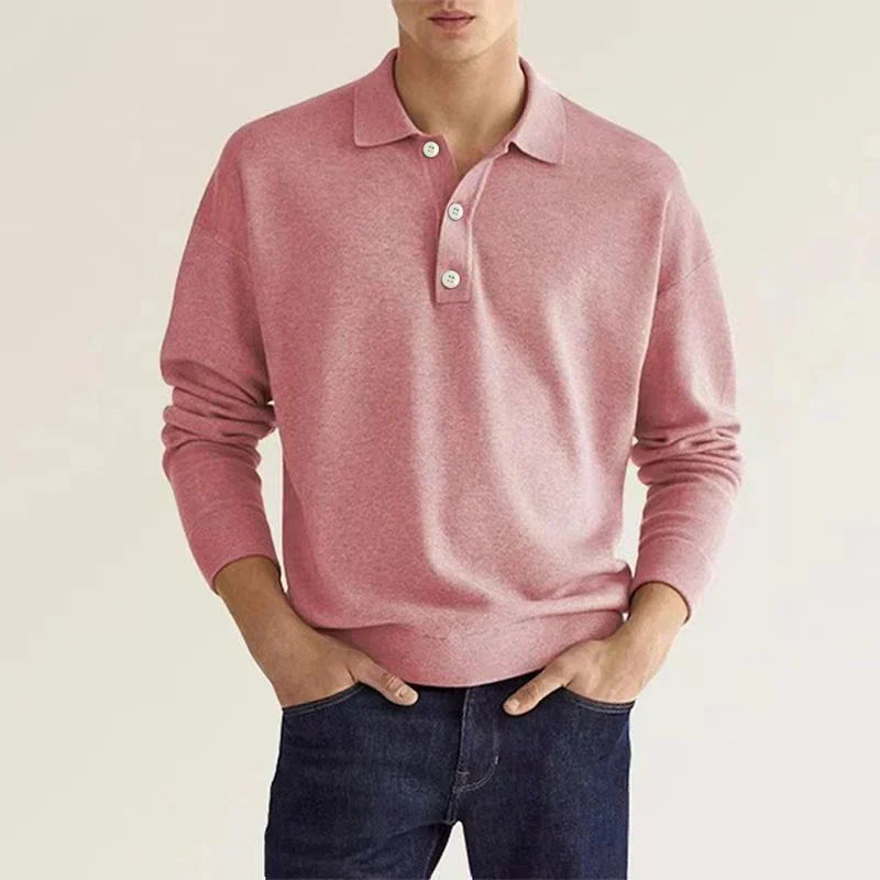 Camisa Polo Elegante Hombre Manga Larga