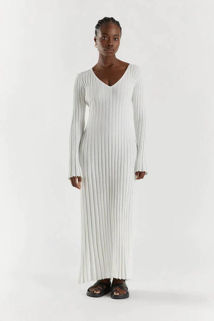 Vestido de Punto Cálido Manga Larga